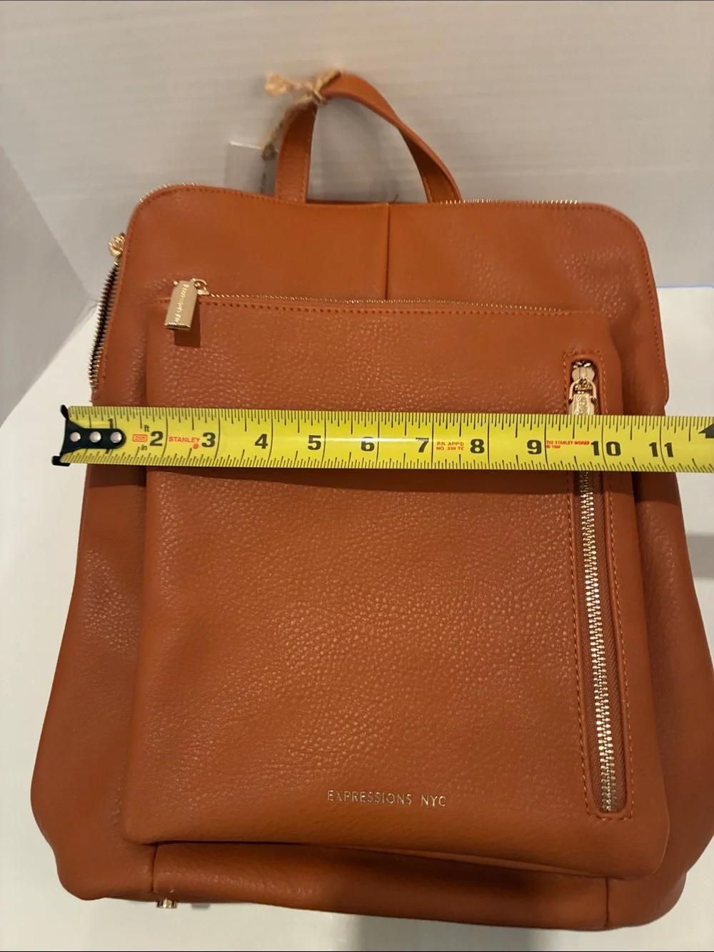 Expressions NYC Cognac Leather Backpack with Gold Hardware